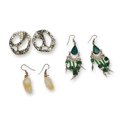A Collection of Three Pairs of Assorted Costume Earrings. A collection of six individual 