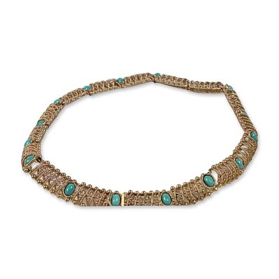 Grosse 1967 Gilt Turquoise Collar Necklace. Henkel and Grosse (Germany, 1967). Hinged collar 