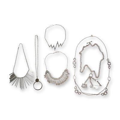A 6pc Collection of Silver-Tone Statement and Fashion Necklaces Including Chico's and Sarah Coventry