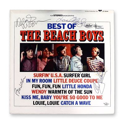 The Beach Boys Best of The Beach Boys Vol. 1 Duophonic LP Autographed by Five Members. A vintage 