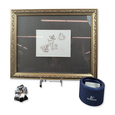 2pc Disney Swarovski Bambi Lithograph and Title Plaque and COA. This set by Disney Master Artist 
