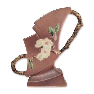 Roseville Pottery Vase, Apple Blossom. Wall pocket in earthenware from the Apple Blossom line 