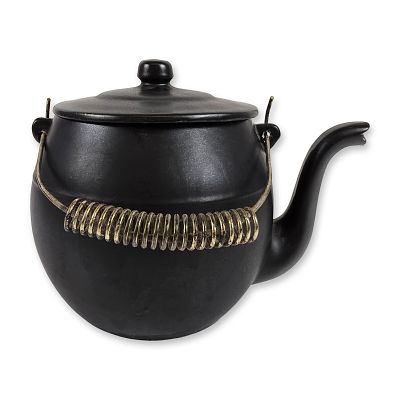 McCoy Ceramic Black Kookie Kettle. Featuring a tea kettle form with a matte black glaze. 