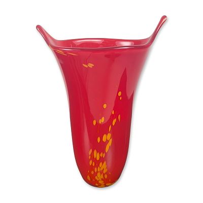 Studio Art Glass Trumpet Vase. Art glass vase in a flared trumpet form, crafted in ruby red 