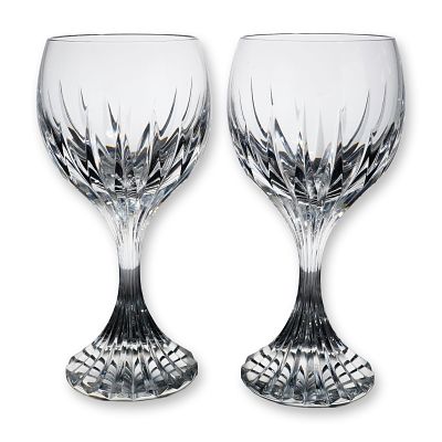 Pair of Baccarat Massena Crystal Wine Goblets. Pair of Baccarat Massena pattern lead crystal 
