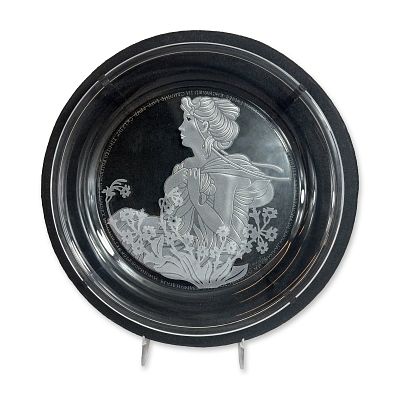 Michael Yates Morgantown Crystal Plate Heather. Michael Yates for Morgantown Crystal. Intaglio 