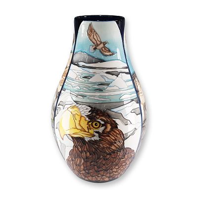 Moorcroft Pottery by Paul Hilditch Vase, On Eagles Wings. Moorcroft Pottery vase titled On 