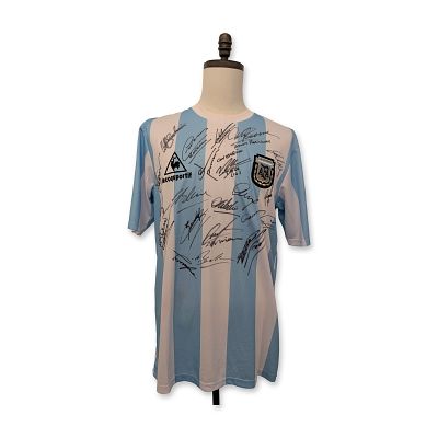 Argentina 1986 Maradona and Team Signed Soccer Jersey. Le Coq Sportif, 1986 style Argentina 