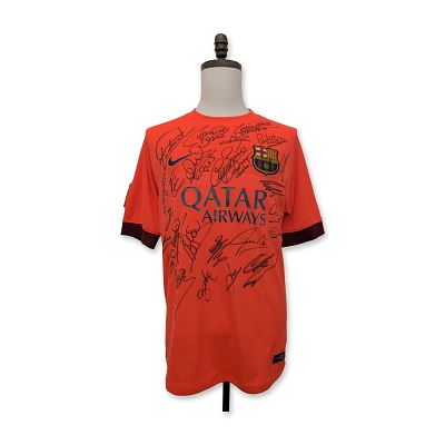 FC Barcelona 2014-2015 Team Signed Nike Away Soccer Jersey. FC Barcelona 2014-2015 season 