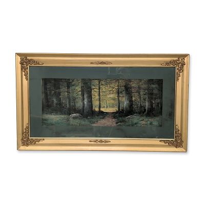 American School, 20th Century, 'Woodland Path'. American School, 20th century. Panoramic 