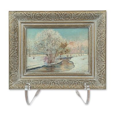 Framed Original Oil on Board, Winter Landscape, Signed. Winter landscape in oil on board 