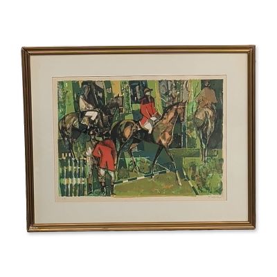 Camille Hilaire (French, 1916-2004), Artist Proof Lithograph on Paper, Horses and Riders, Signed. 