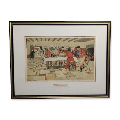 Cecil Aldin (British, 1870-1935) Color Lithograph, The Hunt Breakfast. Cecil Aldin (British 