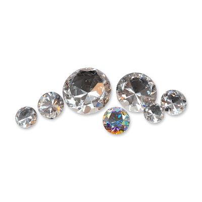 7pc Faceted Crystal Diamond Paperweights. Collection of seven faceted decorative objects in the 