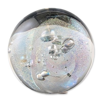 Glass Eye Studio (GES) Dichroic Art Glass Controlled Bubble Paperweight. Glass Eye Studio art 