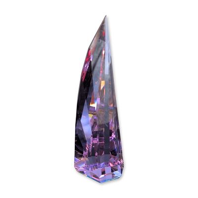 Contemporary Faceted Bicolor Optical Glass Paperweight. Contemporary faceted art glass sculpture 