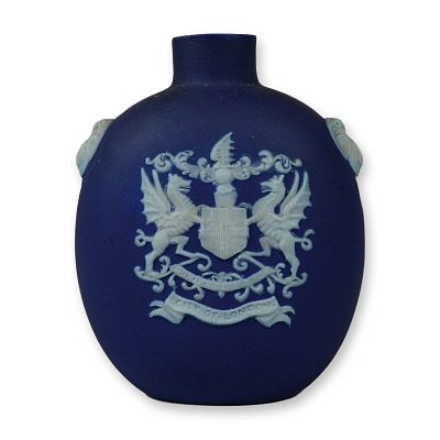 Wedgwood Cobalt Blue Jasperware City of London Small Bottle. A Wedgwood cobalt blue jasperware 