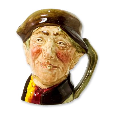Arry D6235 - Small - Royal Doulton Character Jug. Brown hat and coat; red and yellow scarf. 