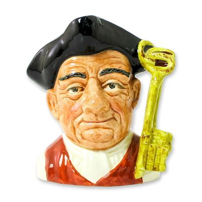 Gaoler D6577 - Small - Royal Doulton Character Jug. Black tricorn; white shirt; red vest. 