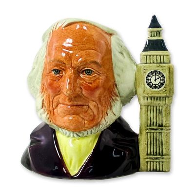 John Doulton 2 O'Clock D6656 Small Doulton Character Jug. Variation Two, Big Ben is at Two 