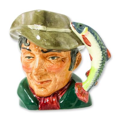 Poacher D6464 - Small - Royal Doulton Character Jug. Variation One. Green coat; red scarf; light 