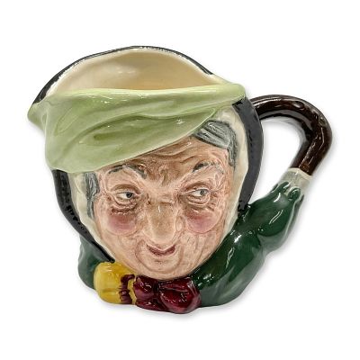 Sairey Gamp D5528 - Small - Royal Doulton Character Jug. Black hair; light green band; dark 