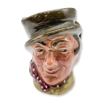 Sam Weller D6140 - Mini - Royal Doulton Character Jug. Dark brown hat; light brown coat; red 