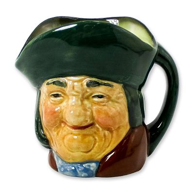 Toby Philpots D5737 - Small - Royal Doulton Character Jug. Green hat; brown coat; blue scarf 