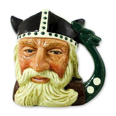 Viking D6502 - Small - Royal Doulton Character Jug. Black, green and brown coloration. Royal 
