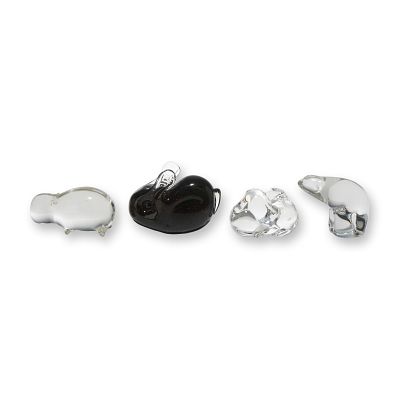 4pc Wedgwood and Steuben Glass Animal Paperweights. A collection of four lead crystal animal 