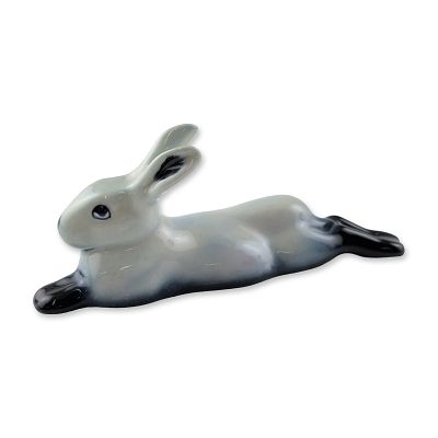 Royal Doulton Blue Flambe Porcelain Figurine, Hare Lying Legs Behind HN2593. Depicting a hare in 