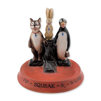 Royal Doulton Rare Pip, Squeak and Wilfred Ceramic Figural Group Pin Tray, Daily Mirror. Glazed 