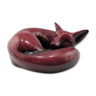 Royal Doulton Flambe Figurine, Curled Fox HN147D. Ceramic figurine depicting a curled fox in a 