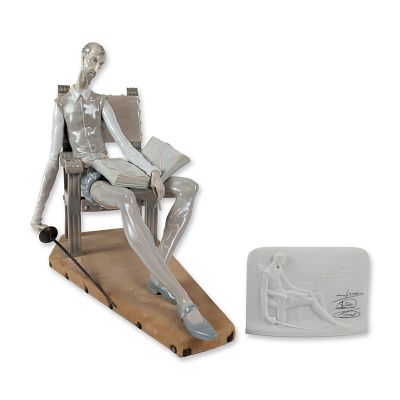 Lladro Spanish Porcelain Don Quixote Figurine and Plaque. Lladro, Spain, circa 1970. Don Quixote 