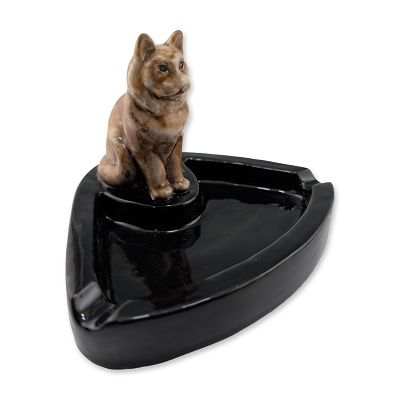 Doulton Lambeth Stoneware Very Rare Cat Bibelot. The triangular ceramic base is finished in a 