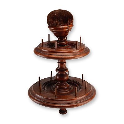 Victorian Two-Tier Turned Wood Bobbin and Spool Holder. This two-tiered wooden bobbin and spool 