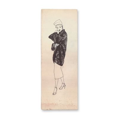 Wayne Hall Ink Drawing Illustration Woman in Fur Coat. Original ink drawing by Wayne Hall 