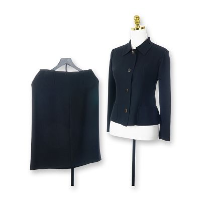 Oggi Miami Beach Black Wool Skirt Suit. This two-piece skirt suit is produced by Oggi Miami 