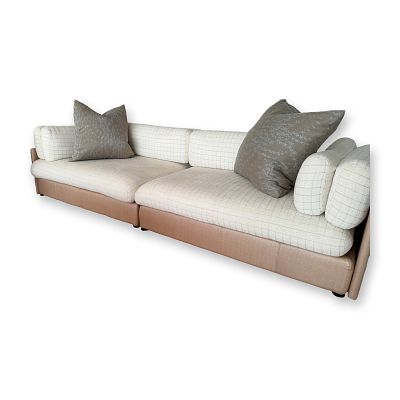 John Saladino Sofa with Dedar Upholstery, Kravet Cushions & 3 Brentano Pillows. John Saladino 