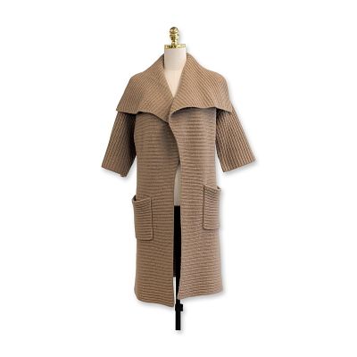 Ralph Lauren Camel Knit Long Cardigan. Ralph Lauren long-line open-front cardigan in a 