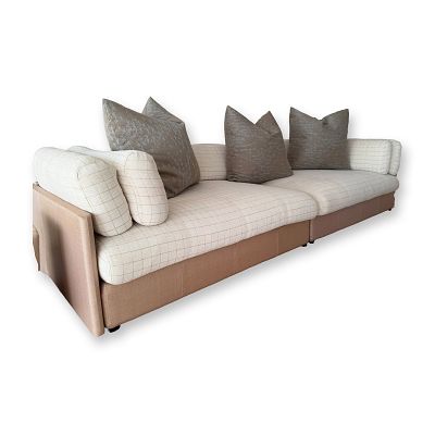 John Saladino Sofa with Dedar Upholstery, Kravet Cushions & 2 Brentano Pillows. John Saladino 