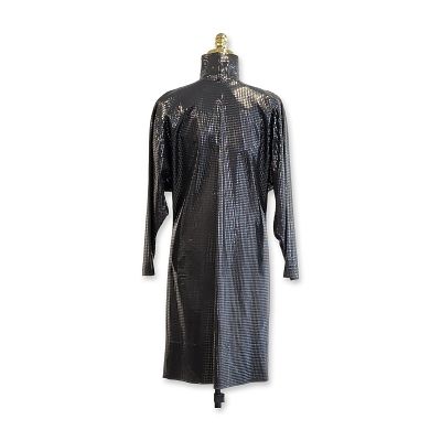 Searle Blatt Mock Neck Midi Dress in Black Reflective Fabric. Searle Blatt mock neck midi dress 