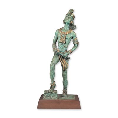 El Arte Azteca Mexican Malachite Composite Maya Figure. Mexican reproduction of a Maya noble or 