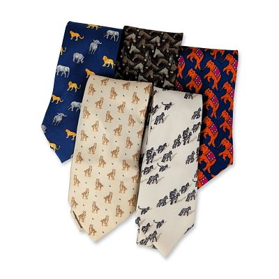 5pc Wathne, Krizia Uomo & Safari Motif Neckties. A collection of men's neckties in silk and 