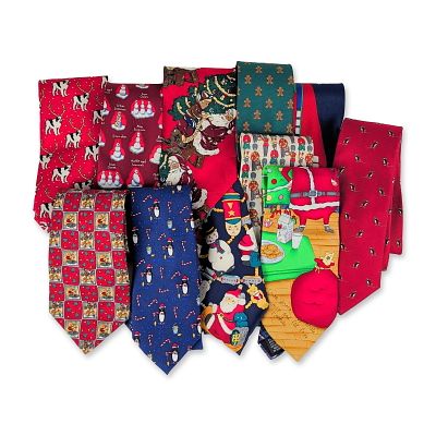11pc V2 by Versace, Tommy Hilfiger & Assorted Christmas Neckties. Collection of men's seasonal 