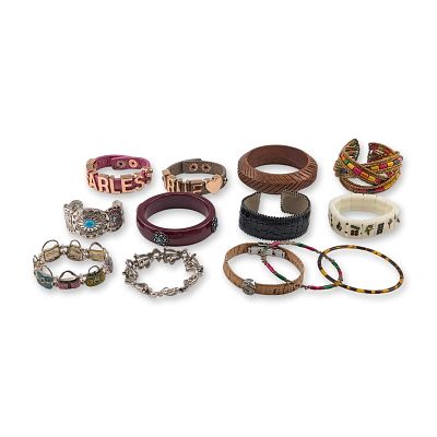 13pc Assortment of Fashion and Costume Bracelets. An assortment of thirteen fashion and costume 