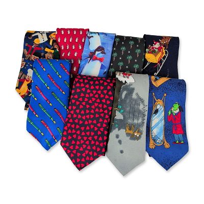 9pc Mixed Brand Novelty Neckties. Collection of men's novelty neckties in various textiles 