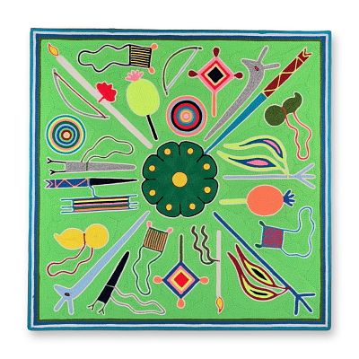 Antonio Lopez Pinedo Yarn Painting on Board, Cuadro 85. The work is constructed of colored yarn 
