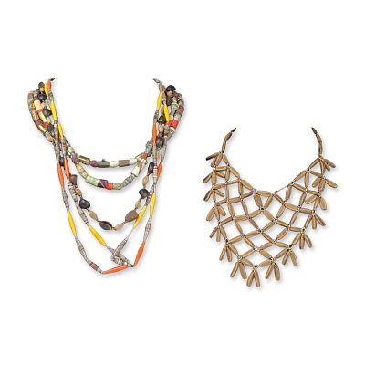 5pc Assortment of Artisanal Bead Necklaces. Artisanal and ethnic-style necklace collection 