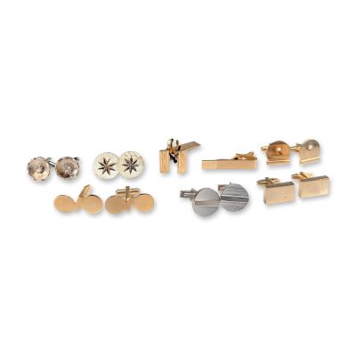 7 Pairs of Assorted Vintage Cufflinks and a Tie Clip. Assortment of vintage men's accessories 
